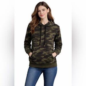 Highline Collective Olive Camo Hooded womens Sweatshirt XS NWT